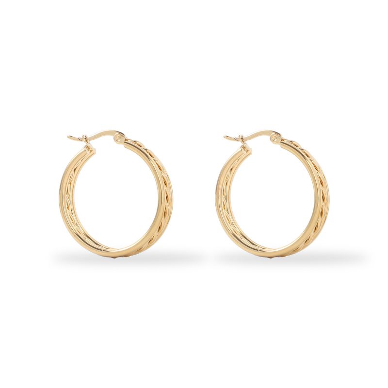 Fashion 3.0 Round Wire Earrings Gold Stainless Steel Geometric Round Earrings