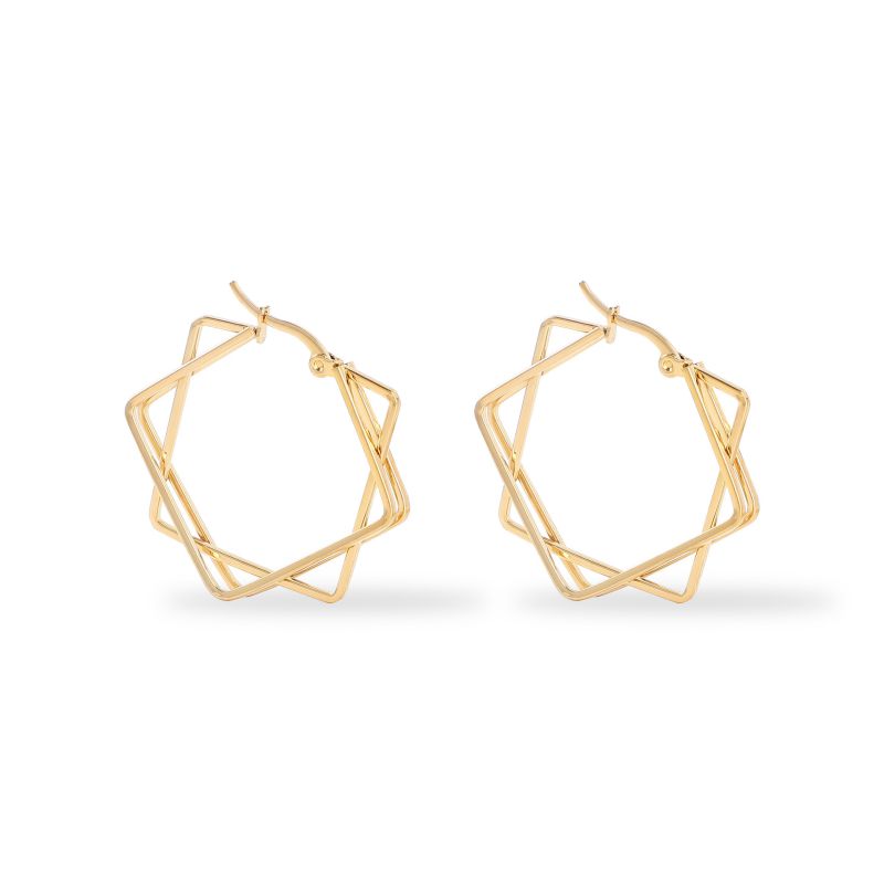Fashion 3.0 Round Wire Earrings Gold Stainless Steel Geometric Round Earrings