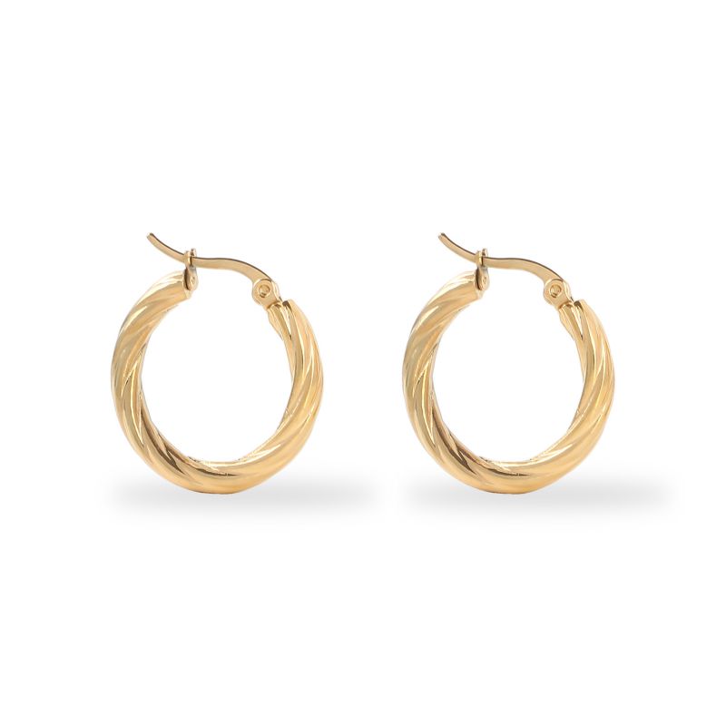Fashion 3.0 Round Wire Earrings Gold Stainless Steel Geometric Round Earrings