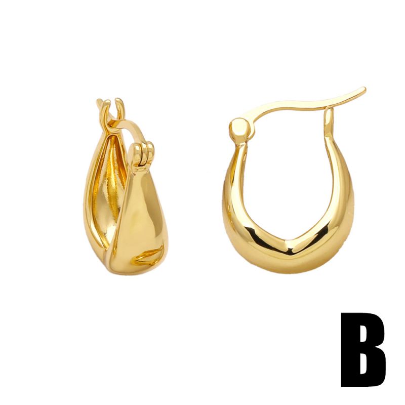 Fashion A Gold-plated Copper Geometric Bamboo Round Earrings