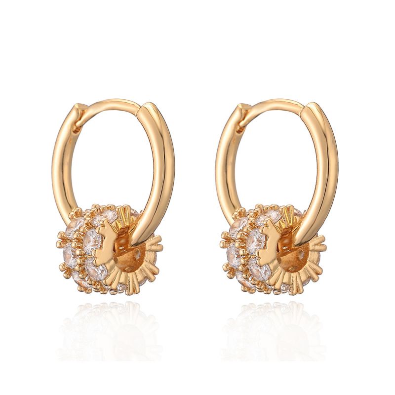 Fashion 3# Gold-plated Copper Geometric Zirconium Earrings