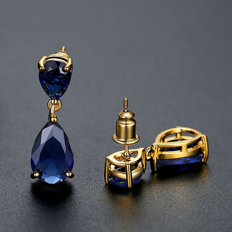 Fashion Pink Copper Diamond Drop Earrings