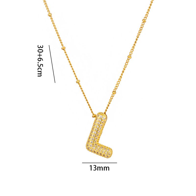 Fashion A Full Zircon Letter Titanium Steel Inlaid With Zirconium 26 Letter Necklace