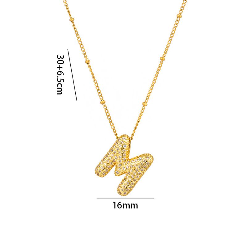 Fashion A Full Zircon Letter Titanium Steel Inlaid With Zirconium 26 Letter Necklace