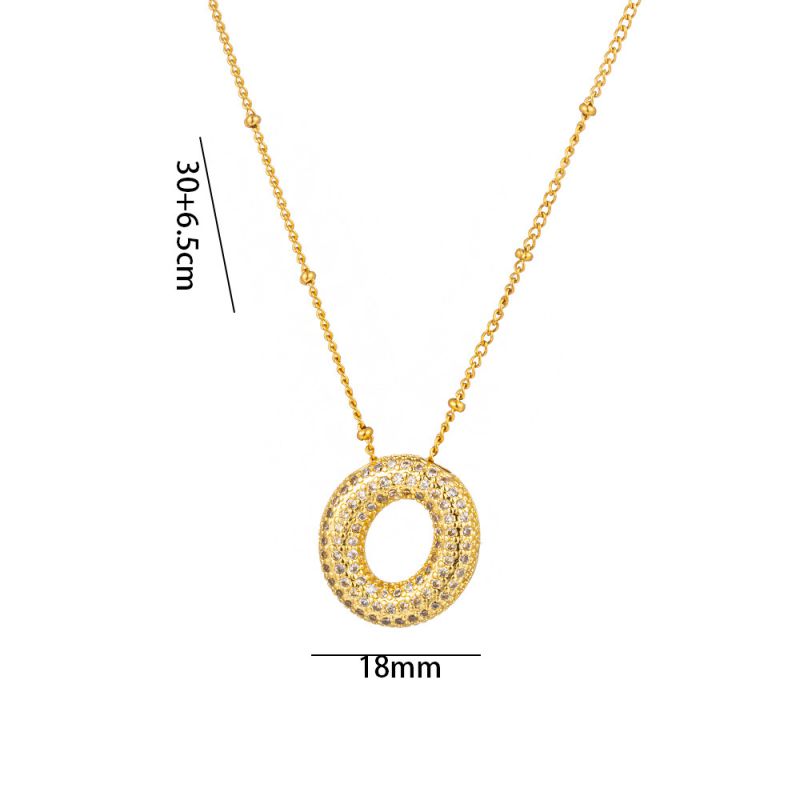 Fashion A Full Zircon Letter Titanium Steel Inlaid With Zirconium 26 Letter Necklace