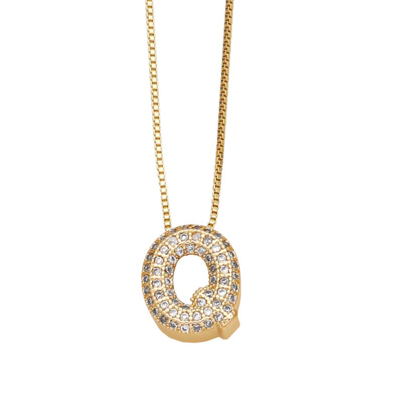 Fashion A Copper Inlaid Zirconium 26 Letter Necklace