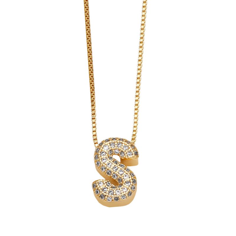 Fashion A Copper Inlaid Zirconium 26 Letter Necklace