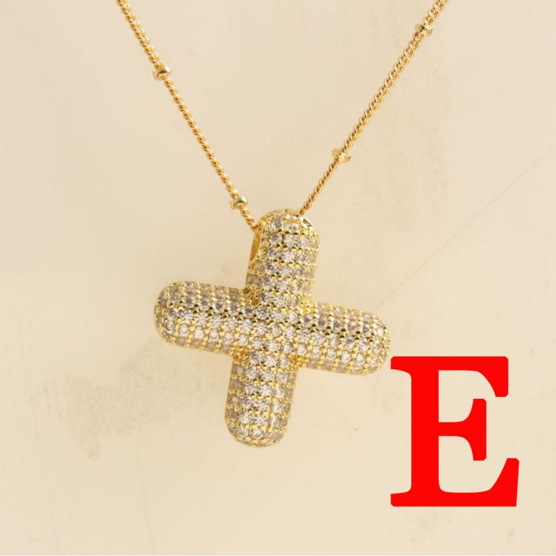 Fashion Gold Balloon Letter A With Zirconium Copper Diamond Letter Necklace