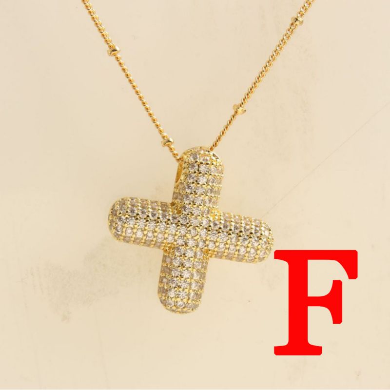 Fashion Gold Balloon Letter A With Zirconium Copper Diamond Letter Necklace