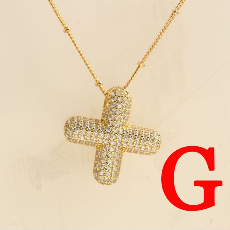 Fashion Gold Balloon Letter A With Zirconium Copper Diamond Letter Necklace