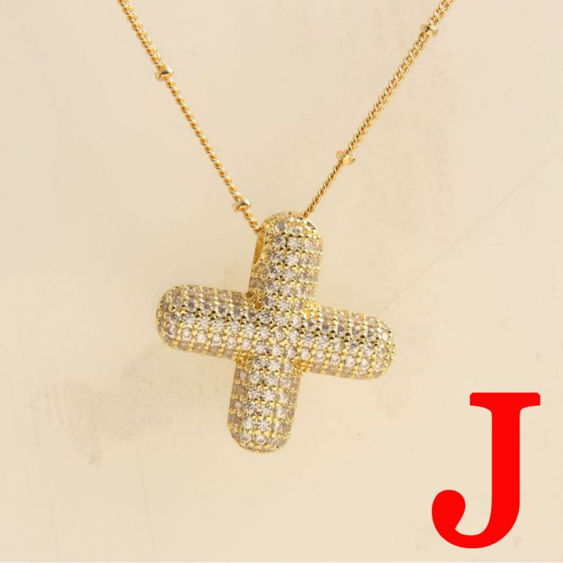 Fashion Gold Balloon Letter A With Zirconium Copper Diamond Letter Necklace