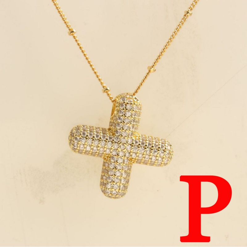 Fashion Gold Balloon Letter A With Zirconium Copper Diamond Letter Necklace