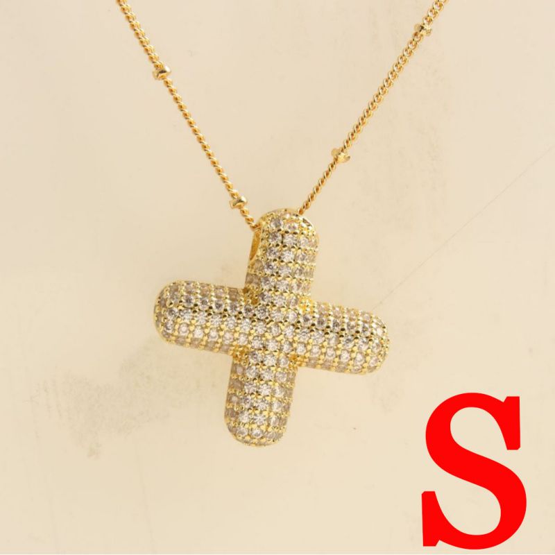 Fashion Gold Balloon Letter A With Zirconium Copper Diamond Letter Necklace