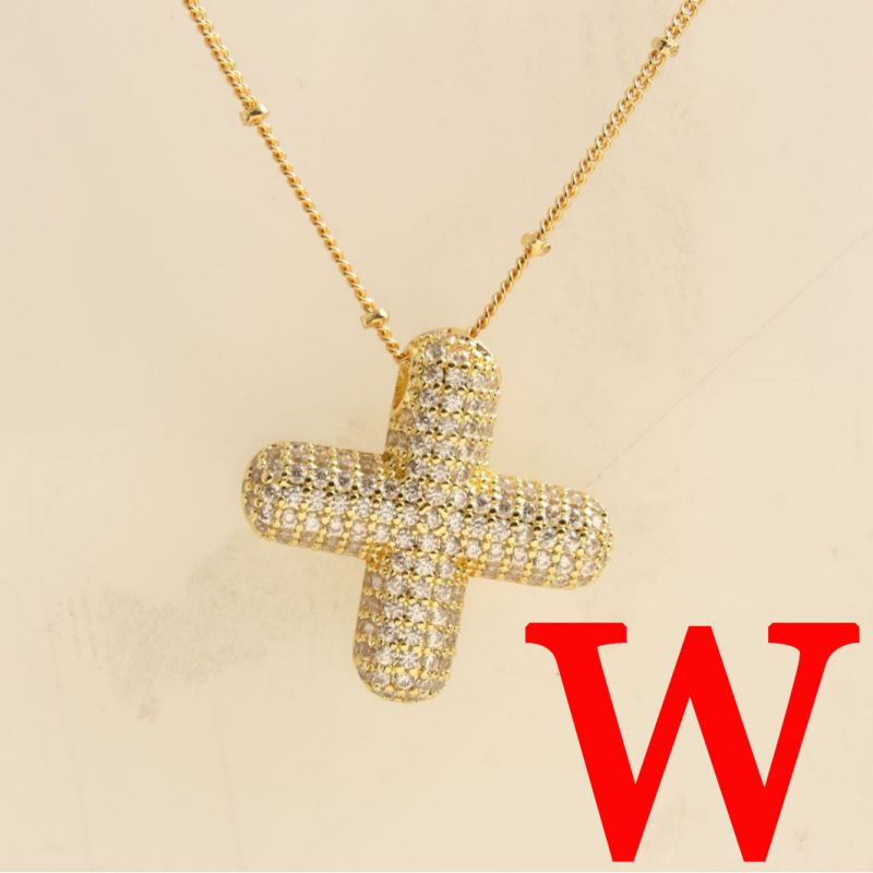 Fashion Gold Balloon Letter A With Zirconium Copper Diamond Letter Necklace