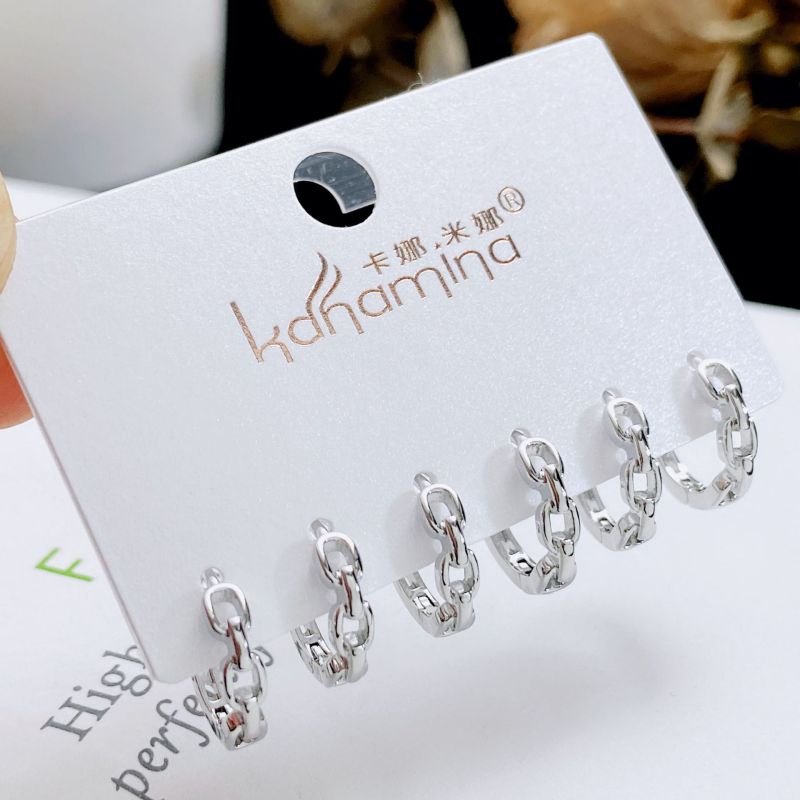 Fashion 1# Copper Inlaid Zirconium Geometric Earring Set