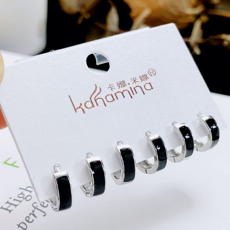 Fashion 1# Copper Inlaid Zirconium Geometric Earring Set