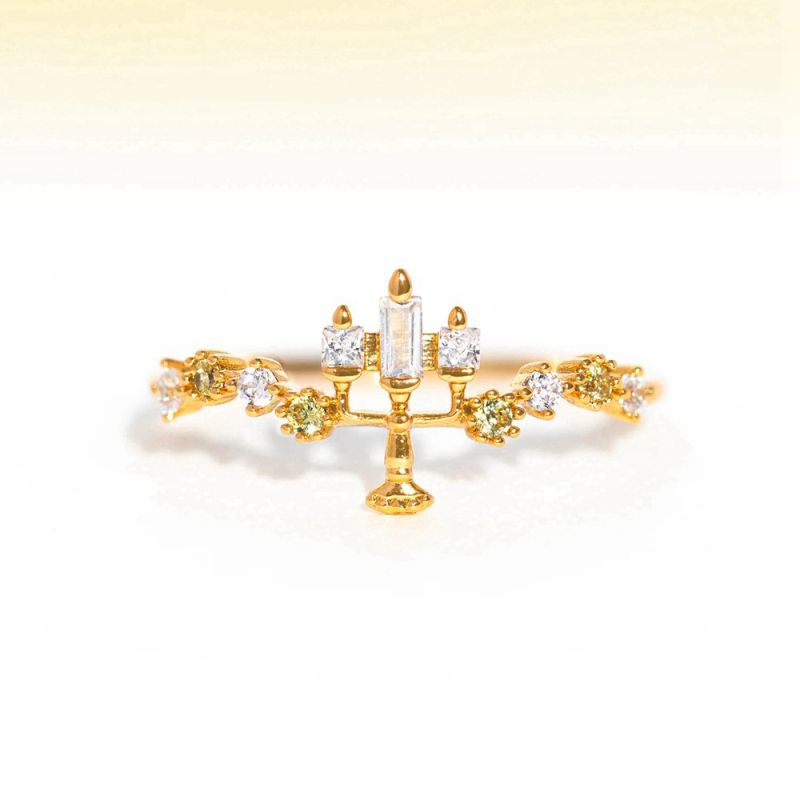 Fashion 3# Copper Set Zirconium Geometric Open Ring