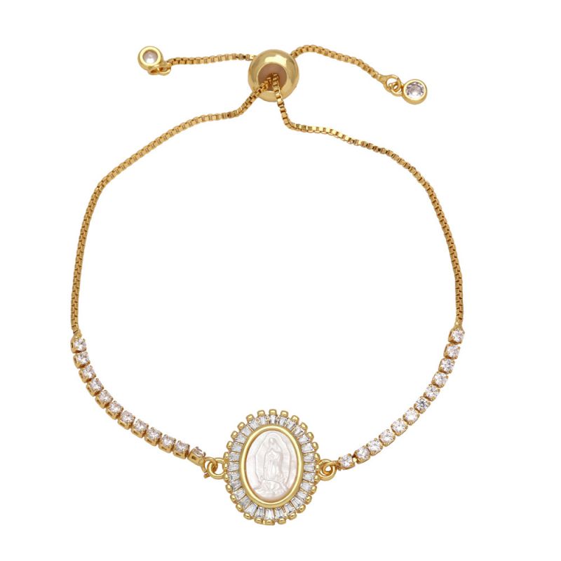 Fashion Black Gold-plated Copper And Diamond Oval Madonna Bracelet