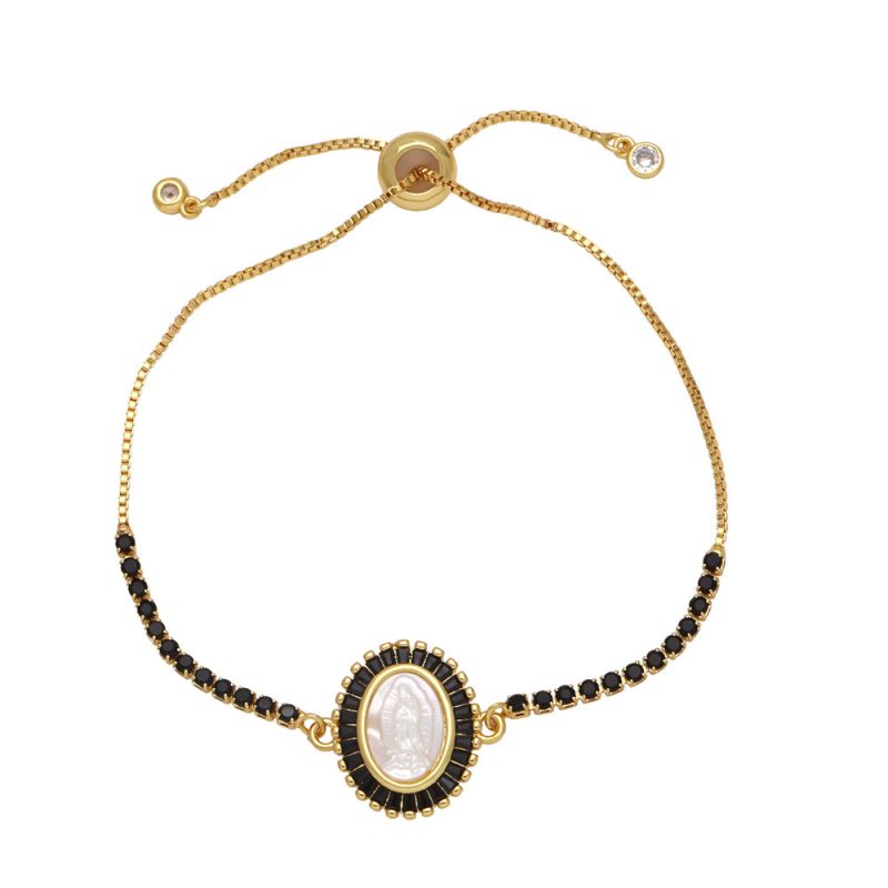 Fashion Black Gold-plated Copper And Diamond Oval Madonna Bracelet