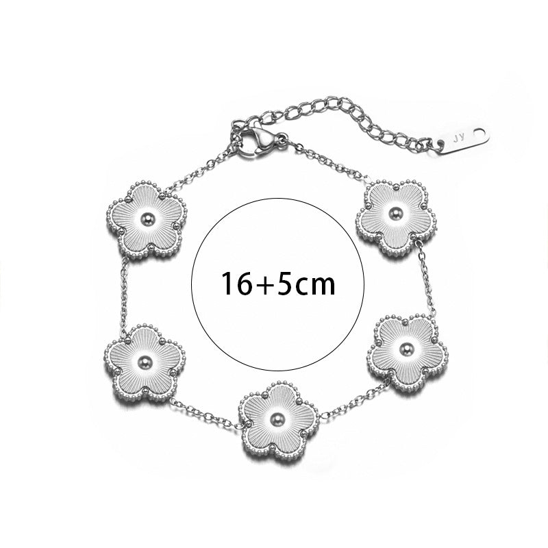 Fashion Silver Bracelet Titanium Steel Flower Bracelet