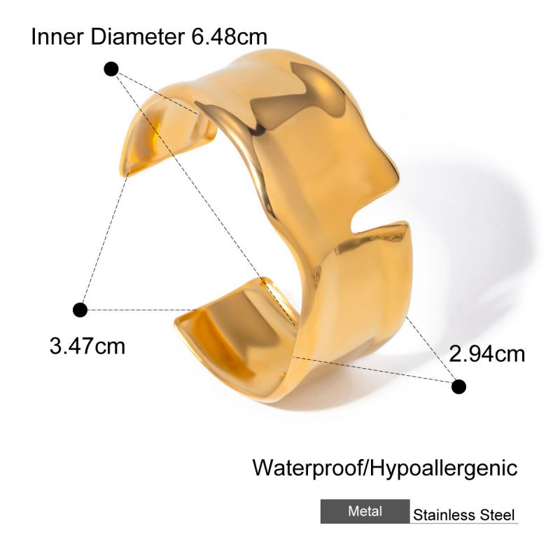 Fashion Gold Stainless Steel Geometric Notch Bracelet