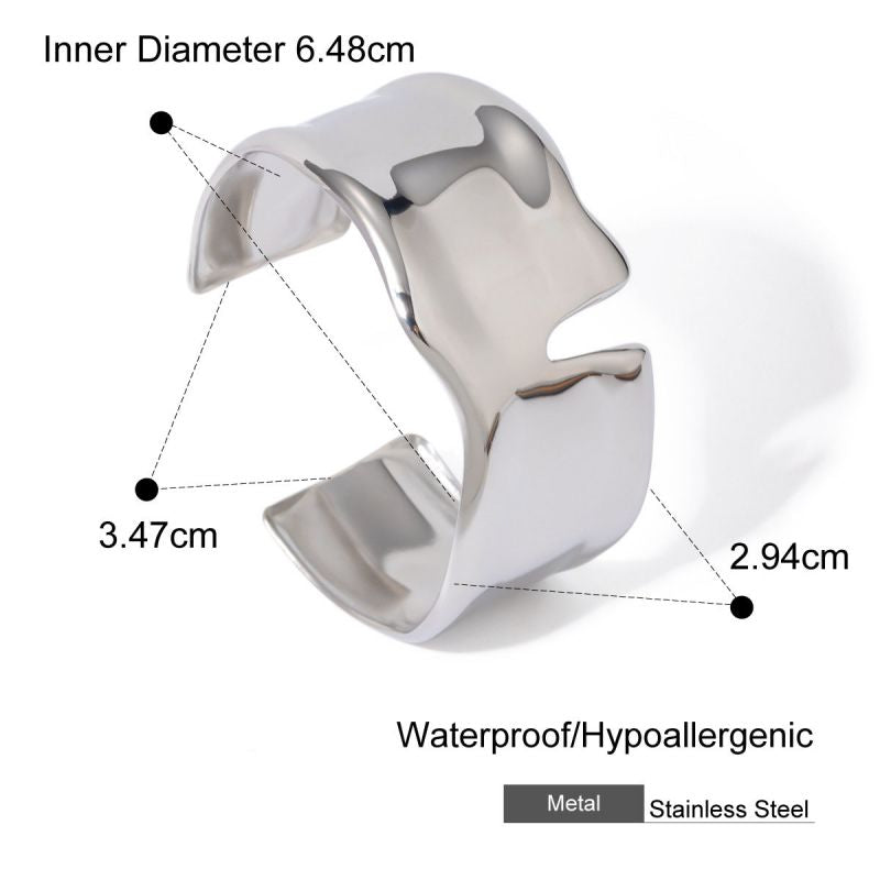 Fashion Gold Stainless Steel Geometric Notch Bracelet