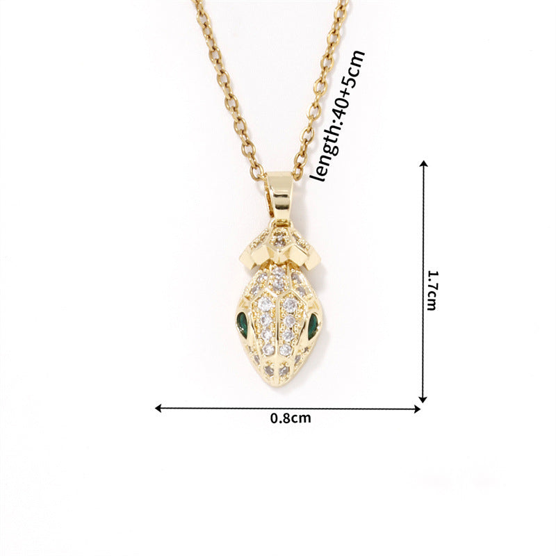 Fashion Gold - 3 Stainless Steel Dinosaur Necklace With Zirconium