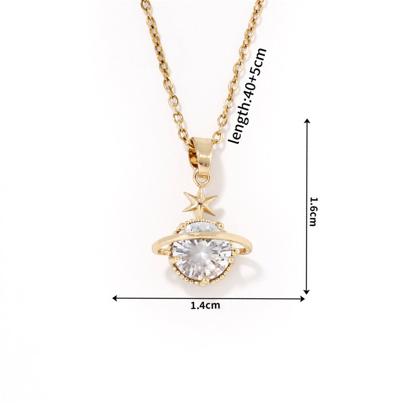 Fashion Gold - 3 Stainless Steel Dinosaur Necklace With Zirconium