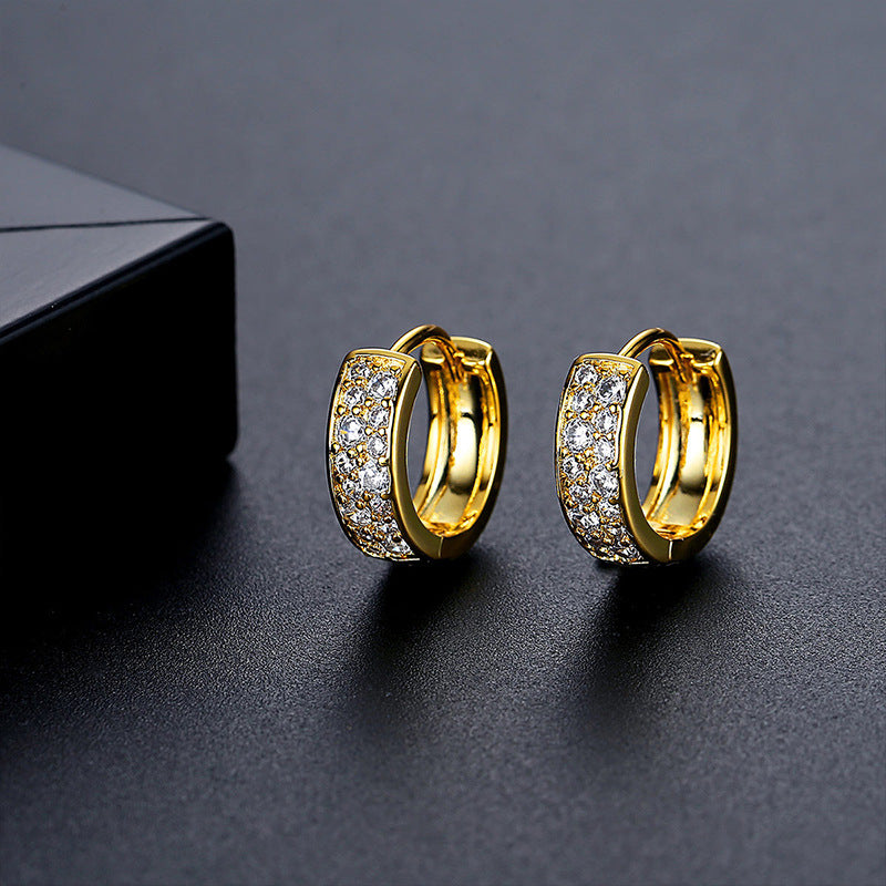 Fashion Nse23122602-18k Copper Diamond Round Earrings