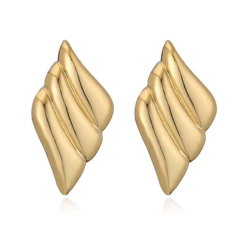 F Style Gold 1 Pair Copper Geometric Pleated Earrings