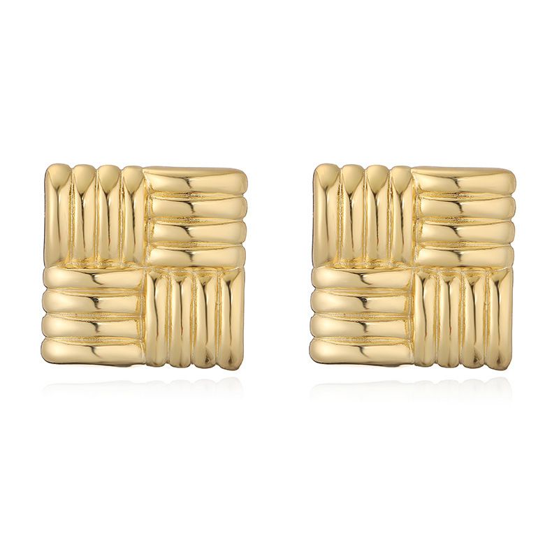 F Style Gold 1 Pair Copper Geometric Pleated Earrings