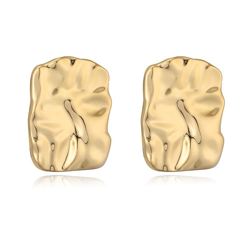 F Style Gold 1 Pair Copper Geometric Pleated Earrings