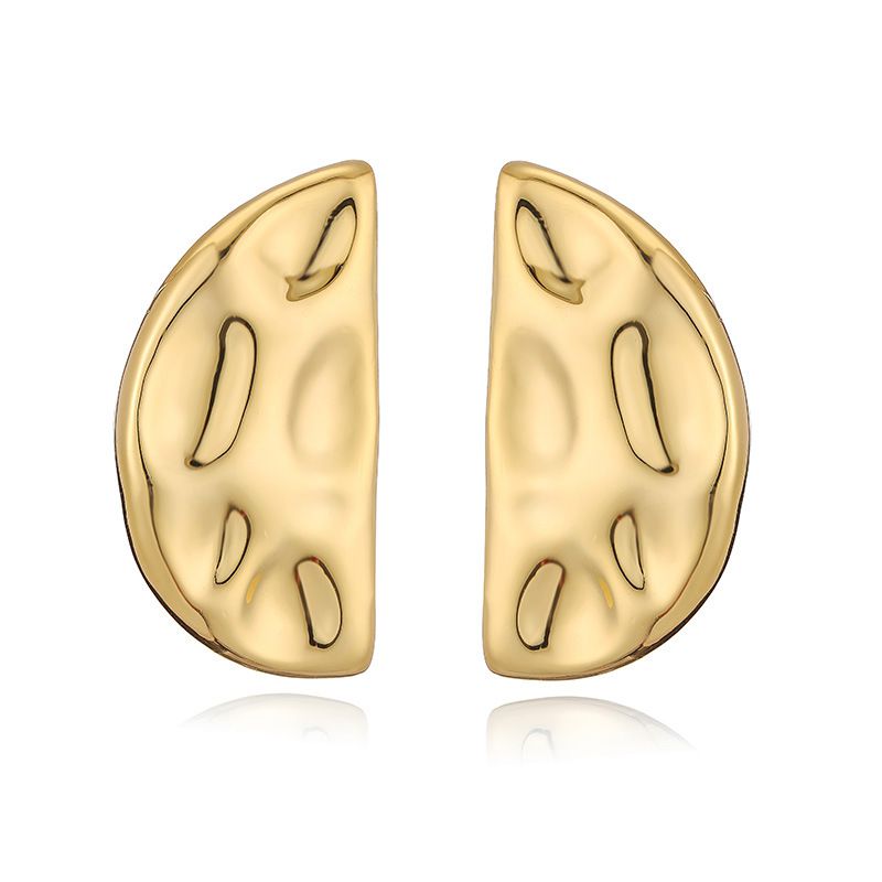 F Style Gold 1 Pair Copper Geometric Pleated Earrings