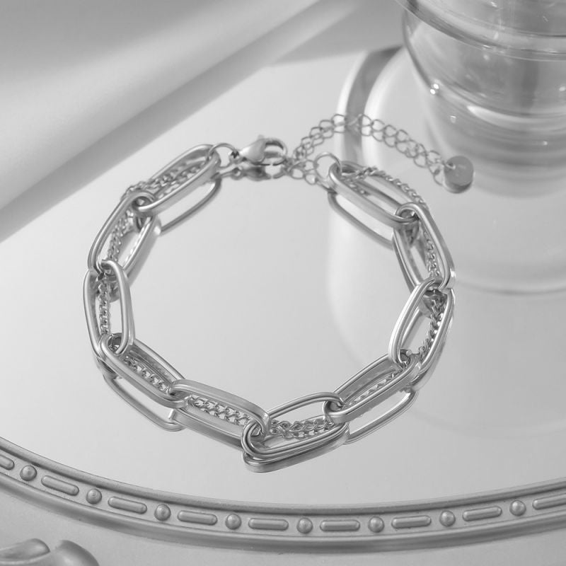 Double Heart Bracelet Gold Titanium Steel Double Heart Bracelet