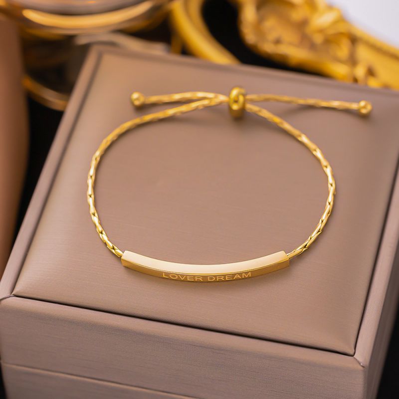 Double Heart Bracelet Gold Titanium Steel Double Heart Bracelet