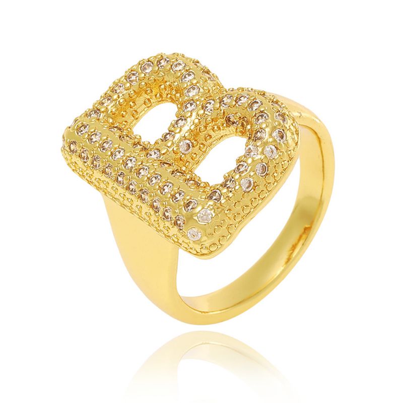 A Copper Diamond 26 Letter Open Ring