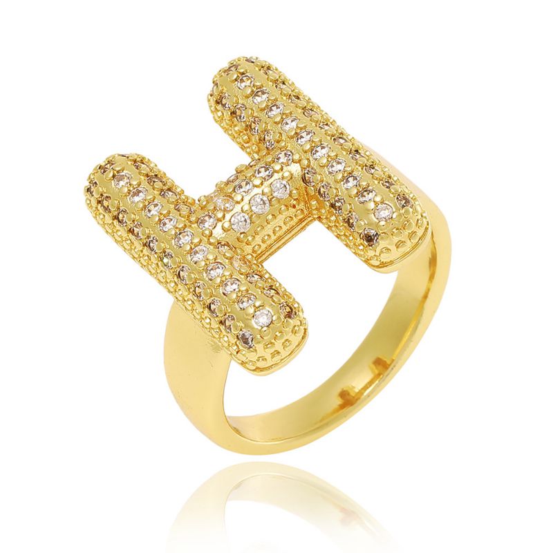 A Copper Diamond 26 Letter Open Ring