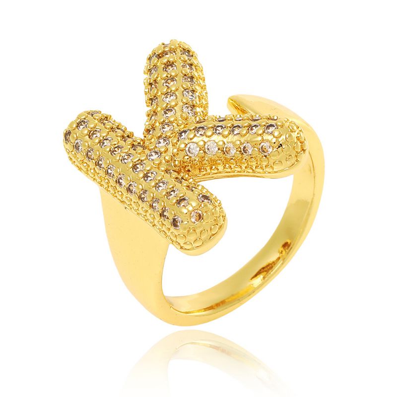 A Copper Diamond 26 Letter Open Ring