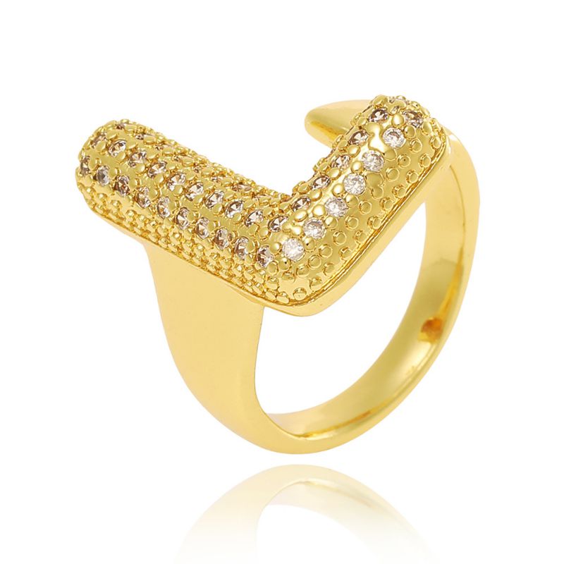 A Copper Diamond 26 Letter Open Ring