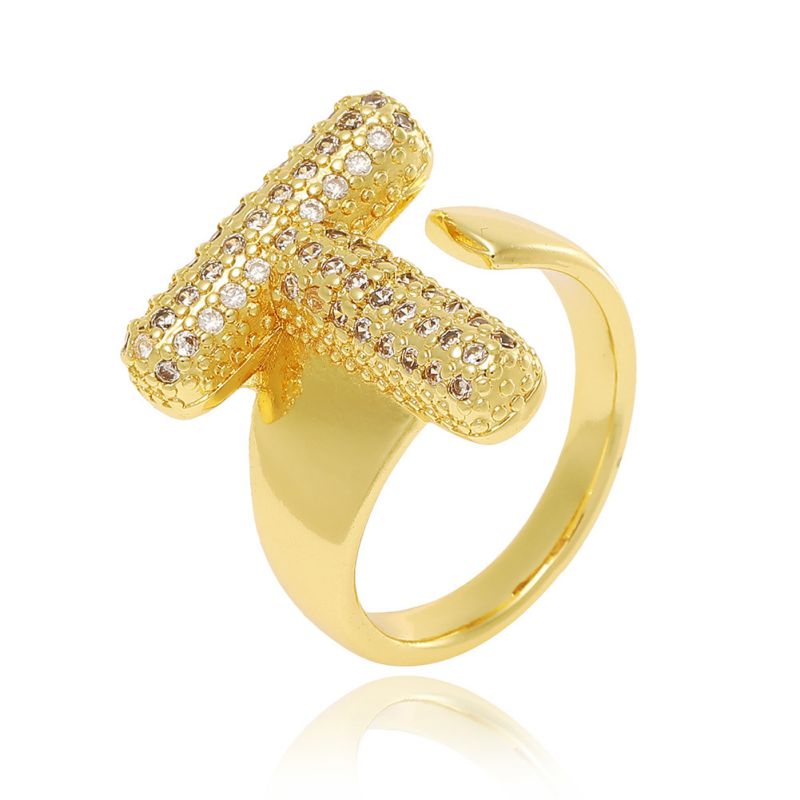 A Copper Diamond 26 Letter Open Ring