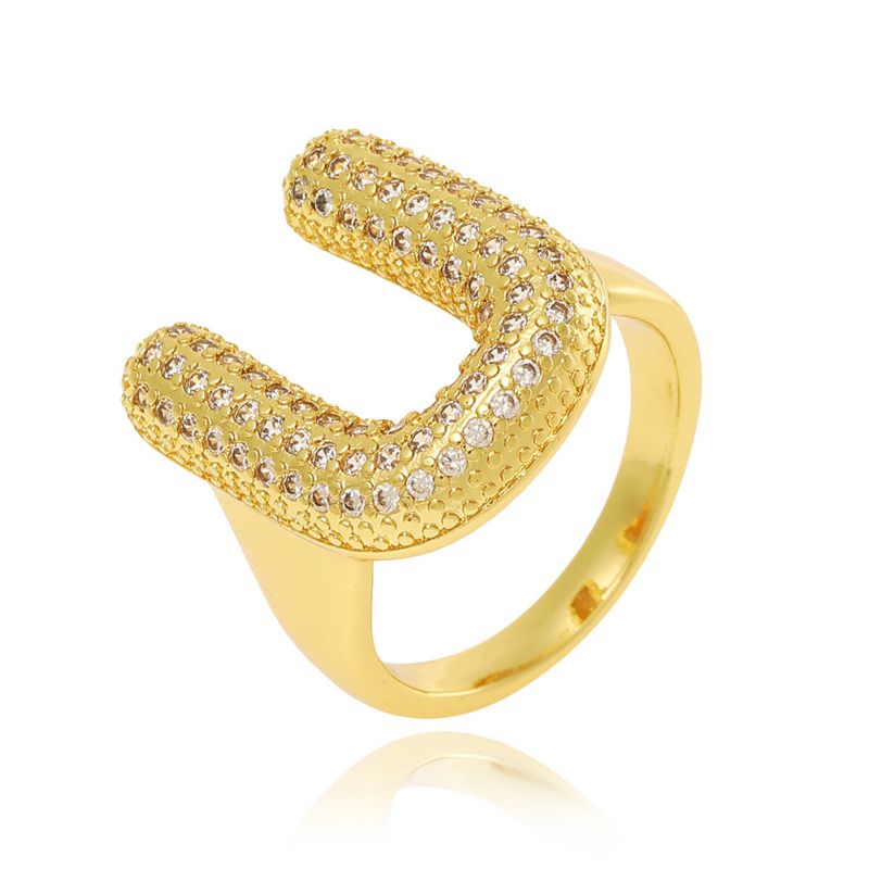 A Copper Diamond 26 Letter Open Ring