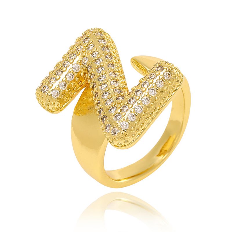 A Copper Diamond 26 Letter Open Ring