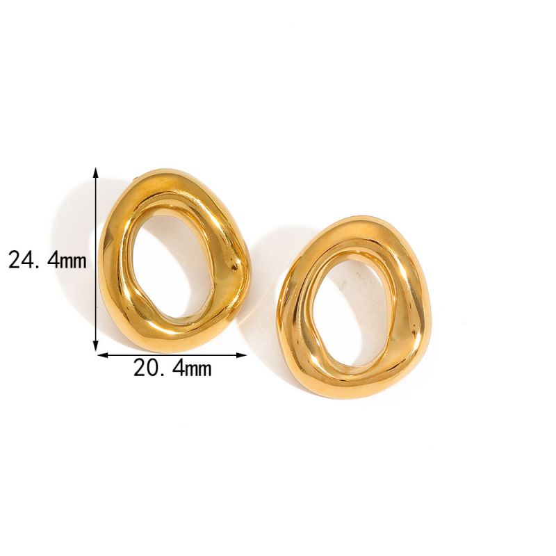 Gold Titanium Steel Irregular Circle Earrings