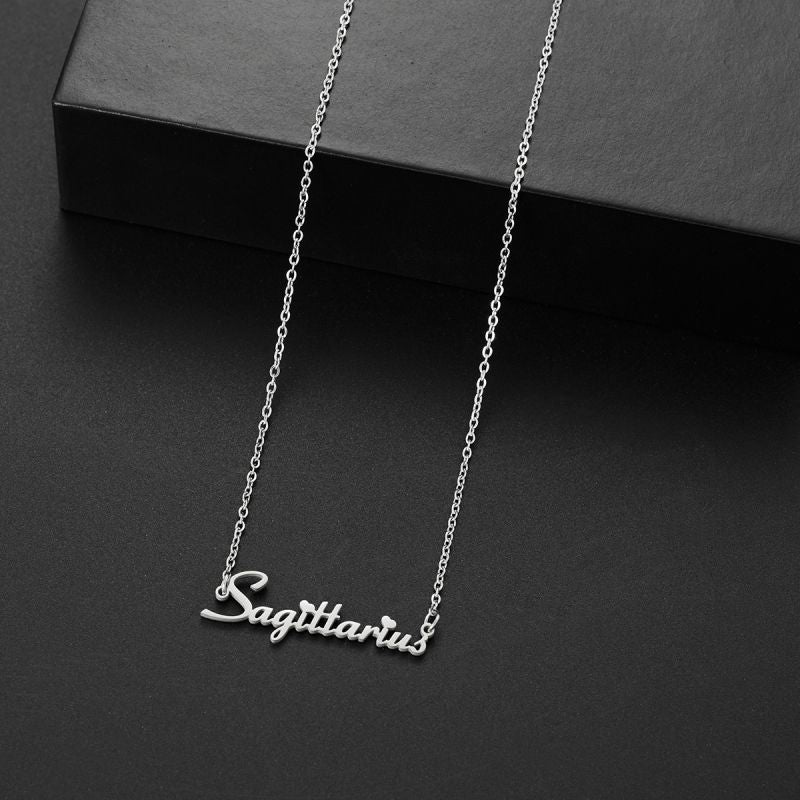 001 Taurus Gold Stainless Steel 12 Zodiac Letter Necklace