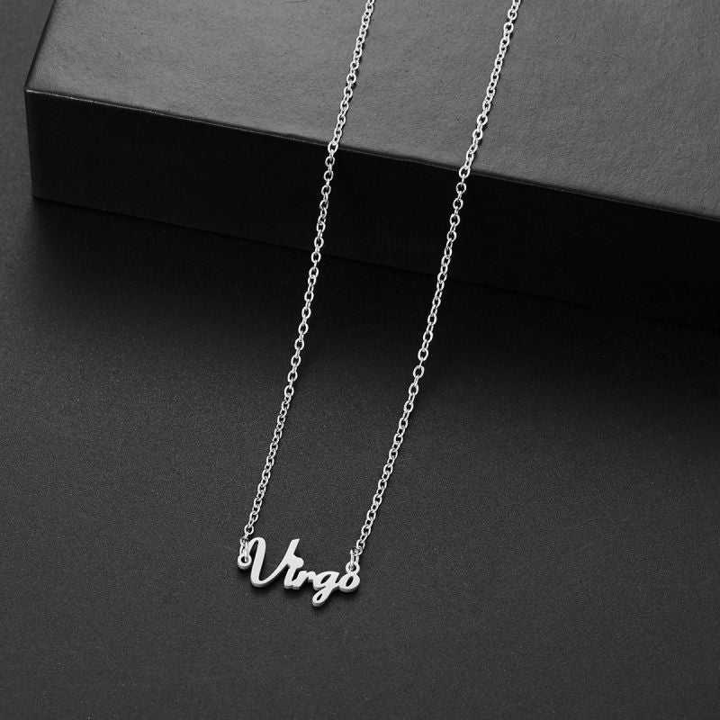 001 Taurus Gold Stainless Steel 12 Zodiac Letter Necklace