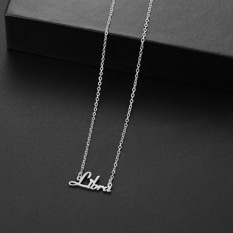 001 Taurus Gold Stainless Steel 12 Zodiac Letter Necklace