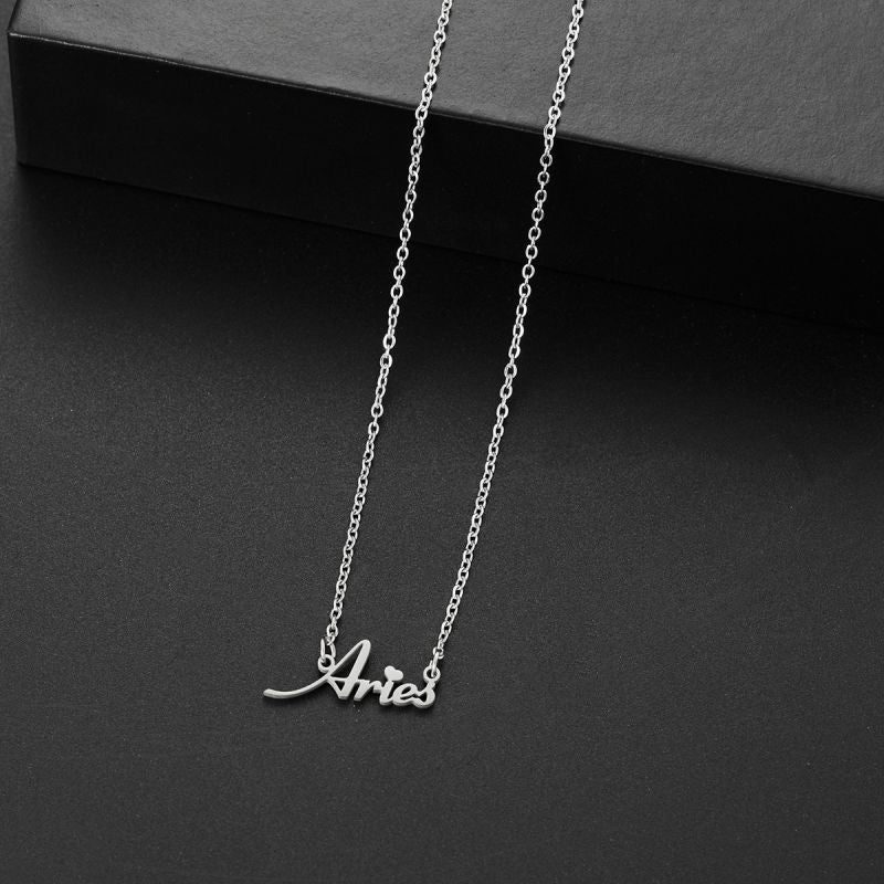 001 Taurus Gold Stainless Steel 12 Zodiac Letter Necklace