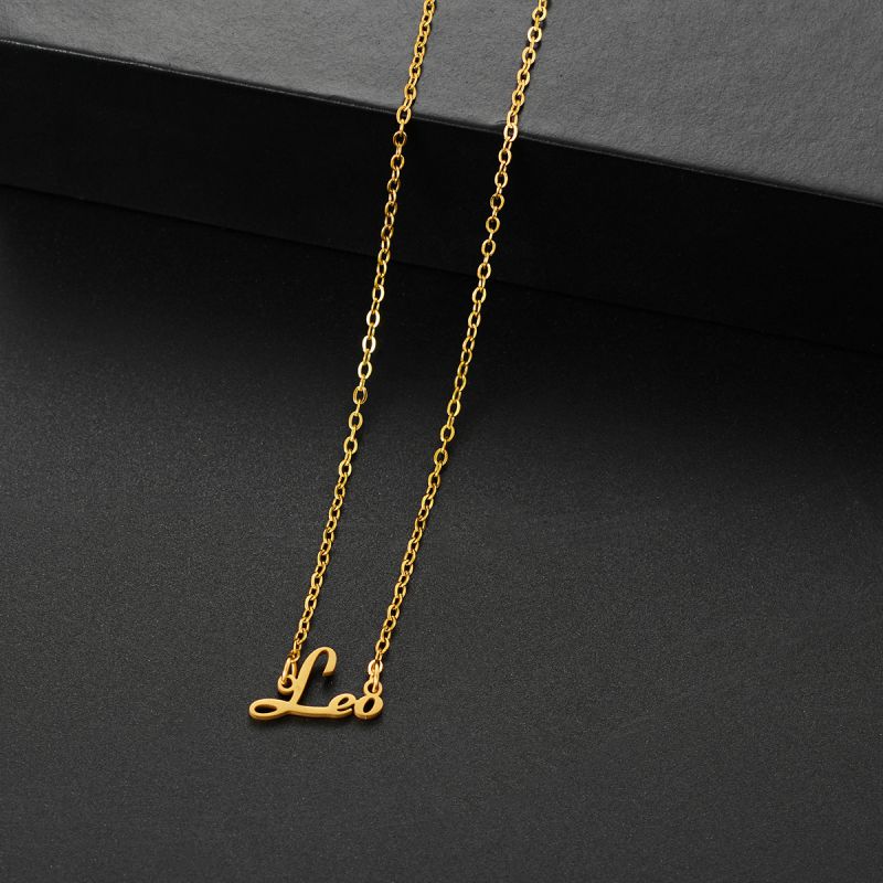001 Taurus Gold Stainless Steel 12 Zodiac Letter Necklace