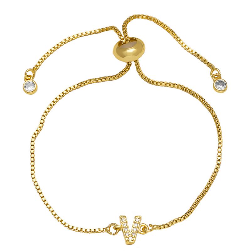 A Copper Diamond 26 Letter Pull-out Bracelet