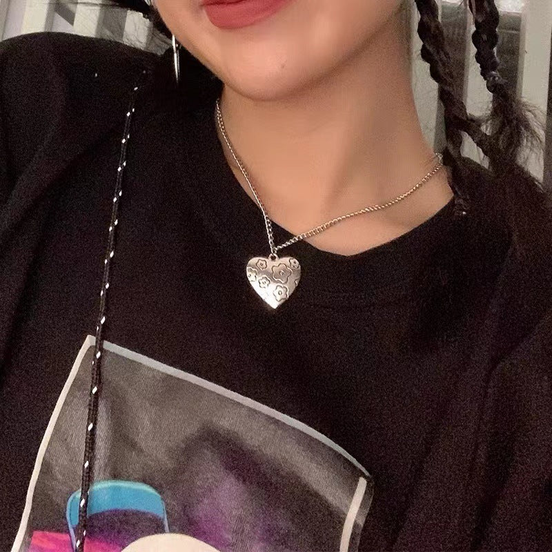 60cm Titanium Steel Chain Love Pendant-x0057b Titanium Steel Chain Heart Necklace